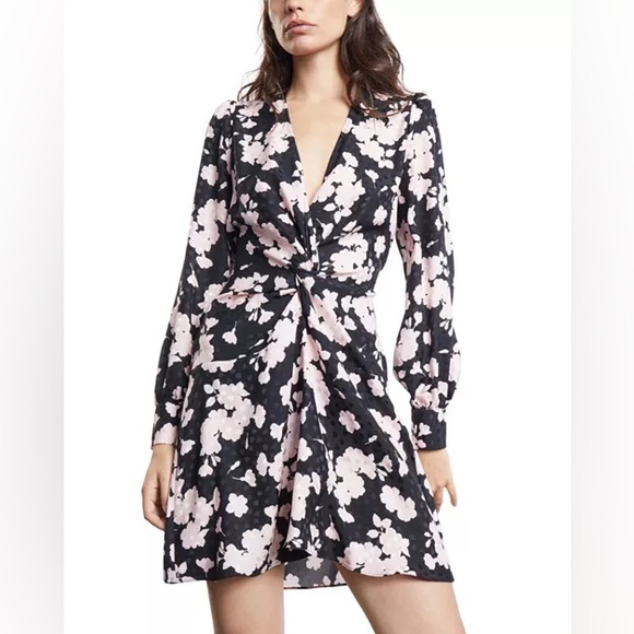 THE KOOPLES Garden Of Eden Mini Dress Size 3 Floral Print Flower V-Neck NEW NWT - Picture 4 of 10